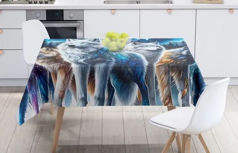 Altra biancheria da tavola: Tischdecke mit Wölfen 140x180 cm – Nuovo e nell'imballaggio originale da Langenbruck venduto da Gumsi 1
